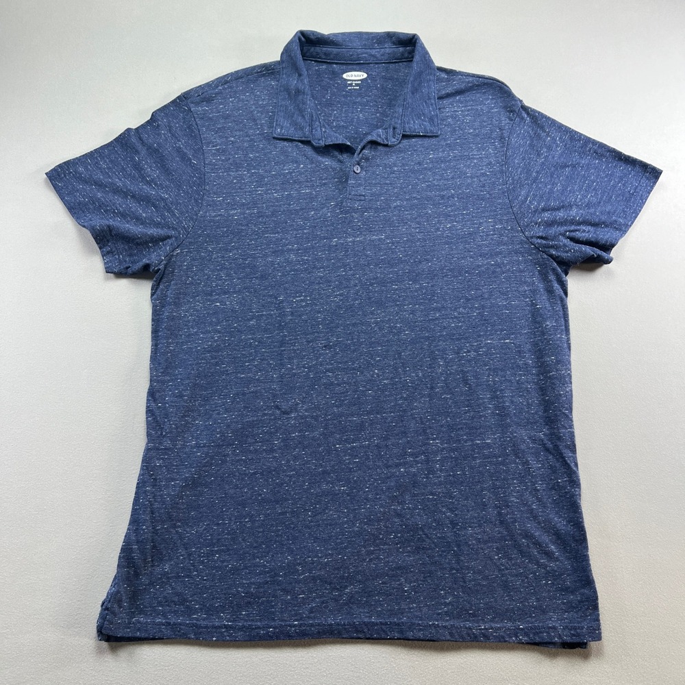 Old Navy Polo Shirt Mens XL Heathered Blue Cotton Soft Washed Tennis Performance